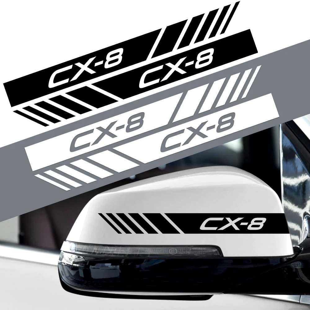 20*2CM Reflective Car Rearview Mirror Stickers 2PCS Creative Decor Decals For Mazda Axela Atenza CX-3 CX-5 CX-8 Demio MPS 3 6 MS