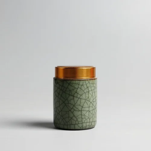 D Celadon с металлической откручивающейся крышкой мини-чай может небольшой удобный для путешествий отель небольшой горшок Чайная Коробка керамическая пудра Румяна органайзер для помад бак - Цвет: D
