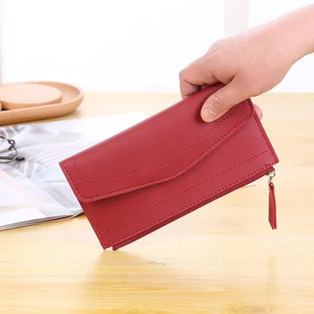 

2019 New Fashion Simple Zipper Envelope Ladies Wallet Mid-length Large-capacity Women's Wallet Multi-card Card Holder