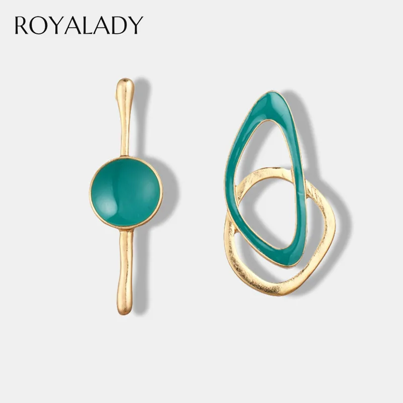 Модные Зеленые Асимметричные Висячие серьги для женщин круглые геометрические