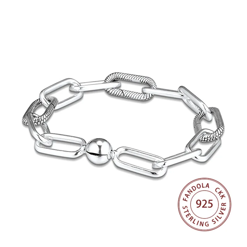 

Brand New 925 Sterling Silver Bracelet femme Me Link Chain Bangles Bracelets for Women Fashion Jewelry Making Pulseira