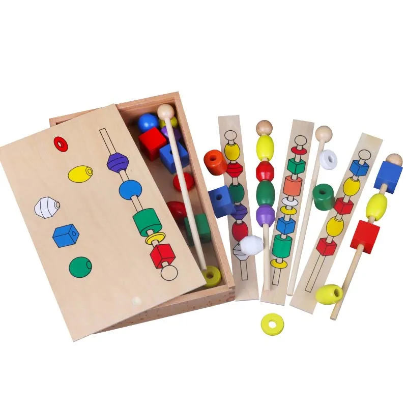 

Montessori Materials Trisomy Six Colors Beads Baby Sensory Child Educational Wooden Toys Kindergarten Learning