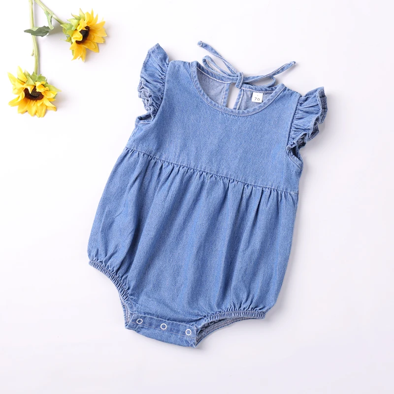 

Summer Denim Flying Sleeve Romper Baby Clothes Toddler Clothes Girl Baby Bodysuits Children Clothes Girl