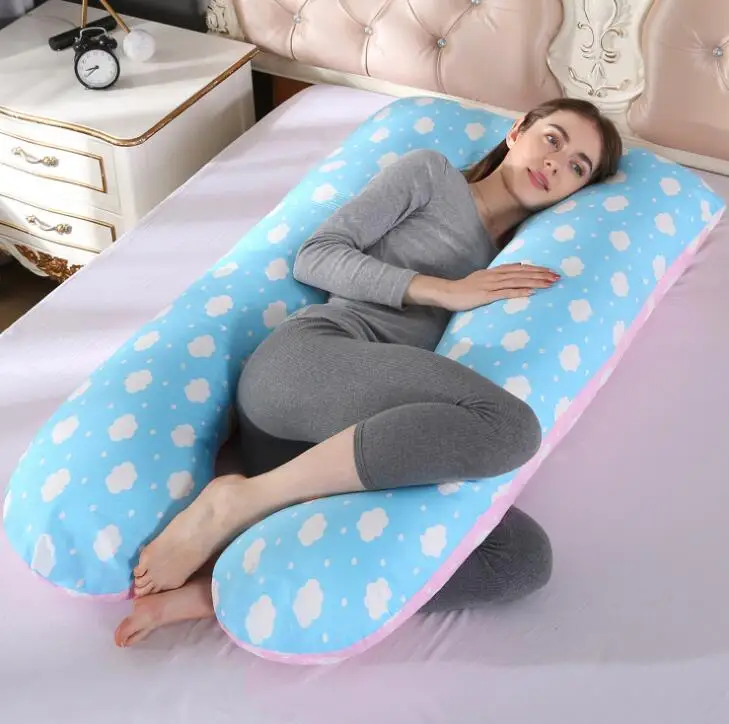 Blue and Pink cloud Хлопковая спальная подушка для поддержки поясницы для беременных женщин u-образная Подушка для беременных Подушка для сна - Цвет: Blue and Pink cloud