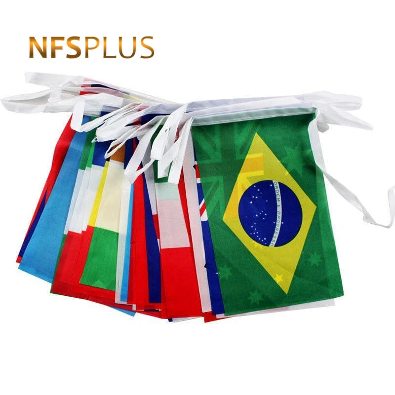 100 Countries 25M Hanging Flags 14x21cm Polyester National Flag House Decorative and Banners for Home Office Bar Party|Флаги баннеры и
