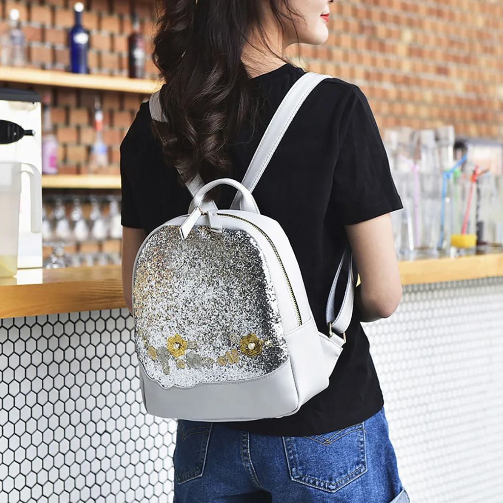 Girl's Small Backpack Fashion Shining Sequin Bag Women Multi-Function Mini Back Pack For Teenage Girls Kids Dropshipping 10