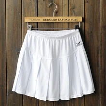 Летняя Женская теннисная юбка белый черный полиэстер Спортивная юбка-шорты плиссированная юбка для бадминтона с безопасными шортами