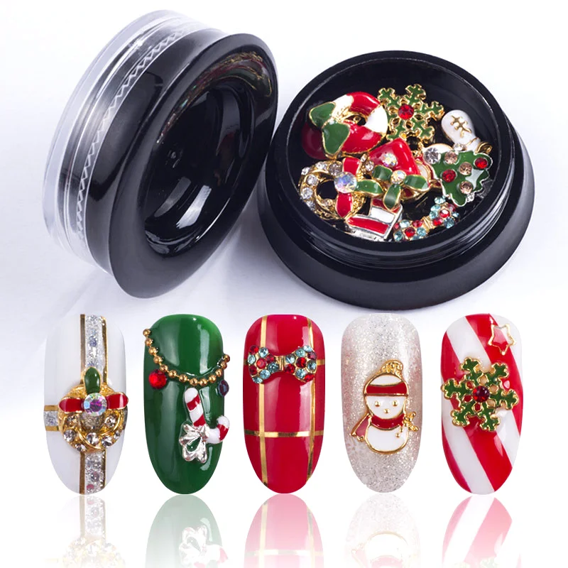 

10pcs Christmas Nail Art Sticker Alloy 3D Nail Art Decoration Snow Bells Christmas Series Alloy Nail Patch H1014