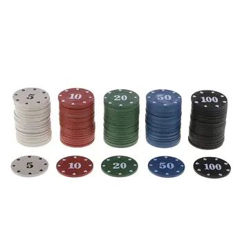

100pcs Round Plastic Chips Casino Poker Card Game Counting Accessories Dice Entertainment Chip 5/10/20/50/100