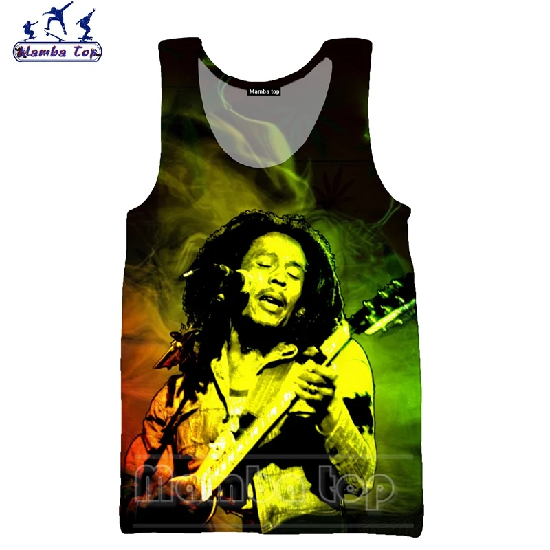 Barato Mamba superior Bob Marley hombres chaleco 3D imprimir cantante gracioso camiseta tanque Hip Hop mujeres Camisa sin mangas jersey de Harajuku aVj5kO0NO