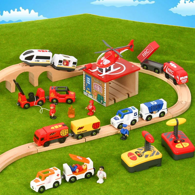 

Mini Rc Car Remote Control RC Electric Small Train Toys Set Small Trains Toy Connected with Wooden Railway Track Interesting Toy