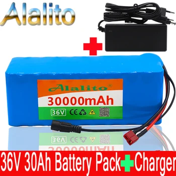 

New 36V battery 10S4P 30Ah 36v 18650 battery pack 500W 42V 30000mAh for Ebike electric bicycle with BMS + 2A charger