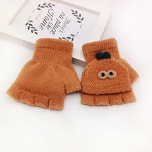 Детские зимние варежки для мальчиков и девочек с рисунком кота из мультфильма; цветные теплые вязаные перчатки; милые детские перчатки; rekawiczki#5