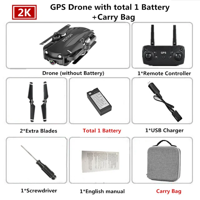 Радиоуправляемый Дрон R10 Дрон с GPS с 2K Ультра HD камерой складной Квадрокоптер с 90 электрической регулировкой Камера вертолет игрушки - Цвет: 2K Black 1B Bag