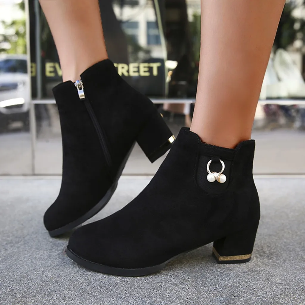 

Elegant Ankle Boots Women's Winter Short Boot 2019 Lady Stylish Evening Party Sexy High Heel Shoes Suede Pendant Boot Warm Fur