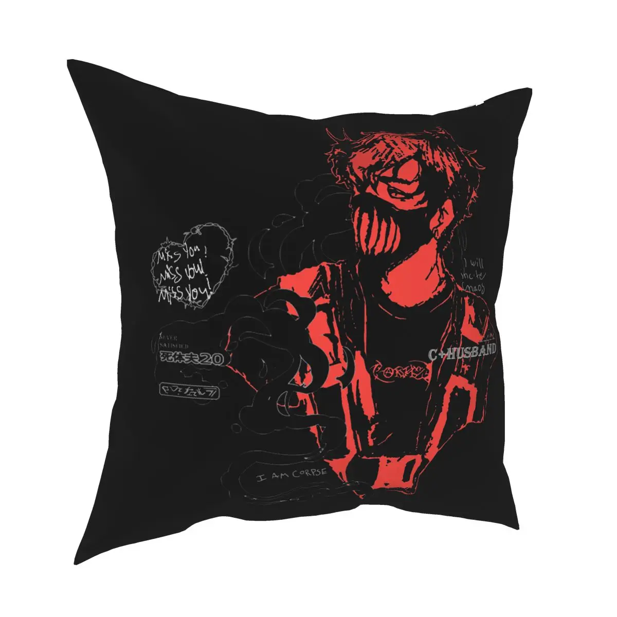 

Corpse Husband Red Pillow Case Home Decorative Cushions Throw Pillow for Car Polyester Double-sided Printing Casual