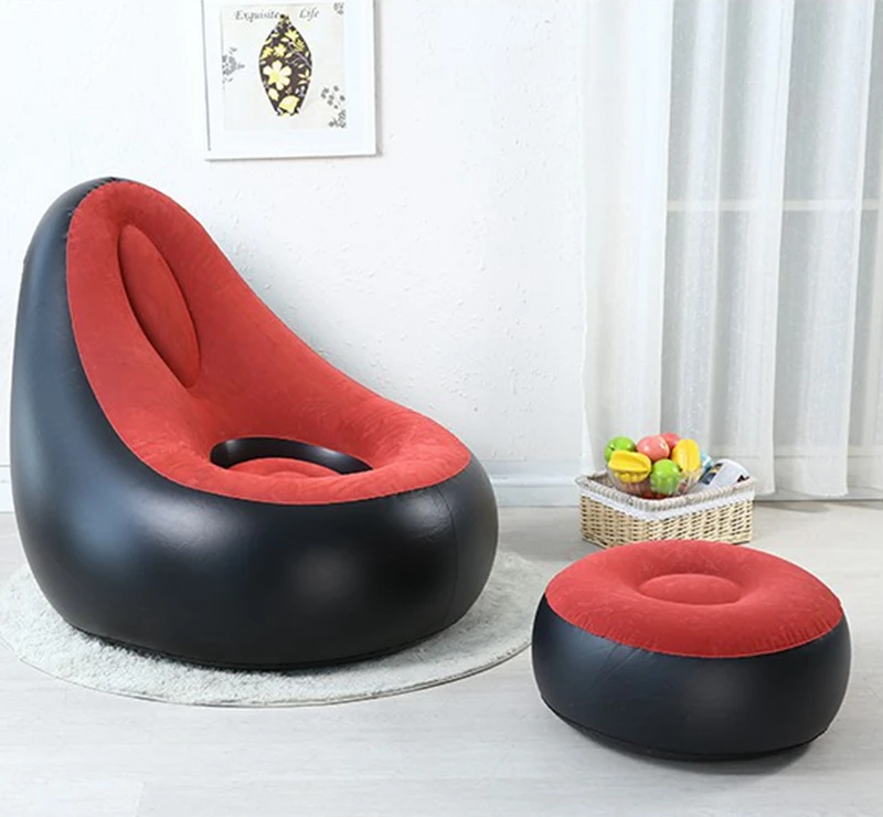 Inflatable Sofa With Stool One Person Inflatable Lounge Chair Air