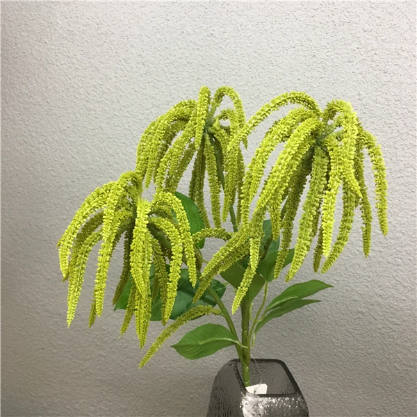 60cm 3fork Fake Astilbe Tree Branch Artificial Pine Plastic Green Plant Vine Real Touch Flower for Home Wedding Wreath Decor - Цвет: Green