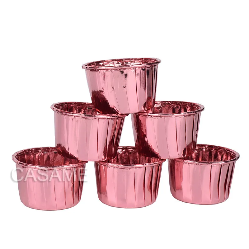 48 шт., форма для кексов, бумажная форма для выпечки, коробка для кексов, коробка для кексов, лоток для яиц, форма для торта, инструменты для украшения - Цвет: rose gold