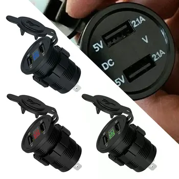 

4.2ACar Motorcycle Cigarette Lighter Dual USB Charger12V-24V Car Boat Motorcycle Cigarette Lighter Sockets Power Plug Outlet LED