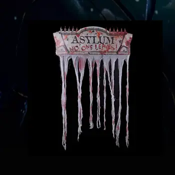 

96x137cm Halloween Haunted House Terror Zombie Shelter Door Curtain Decoration with Bloody Letters Prints Theme Party Props