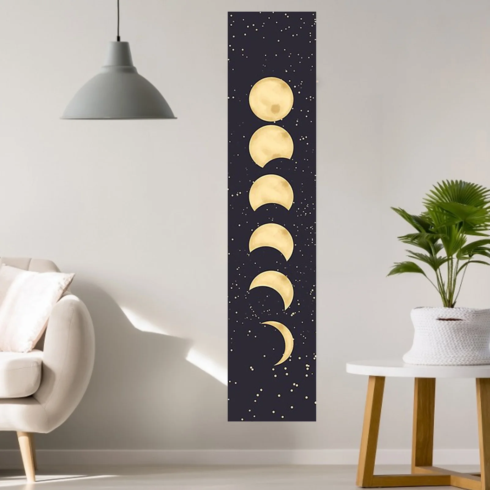 Psychedelic Moon Phase Tapestry Black Galaxy Night Sky Wall Hanging Throw Blanket