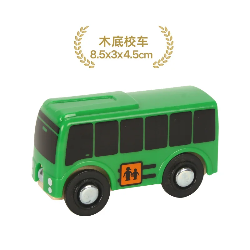 Magnetic Wood Truck Car Train Rail Model Toy Engineering Truck Bus 27