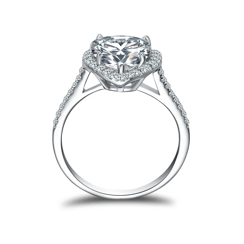 Микро-инкрустированное обручальное кольцо из стерлингового серебра 3.0ct в форме сердца основной камень Обручальное кольцо