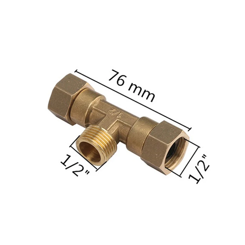 Brass pipe fitting male-female thread conversion connection 1/2” T-shaped three-way copper water oil gas adapter garden fittings 