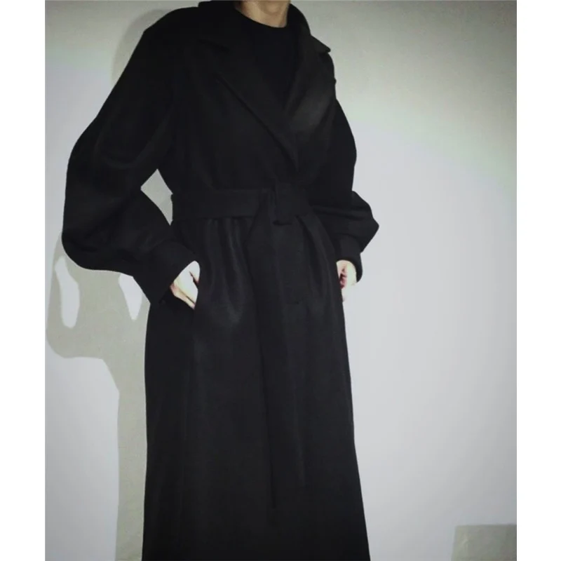 Very best BGTEEVER Fashion Sashes Belted Woolen Women Blend Coat Winter Thicken Female Long OverCoat Fashion