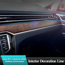 

PVC Interior Decoration Line For Universal Car Mounted Bright Strips Water Proof Durable Free Cutting Accessories Blue 1pcs