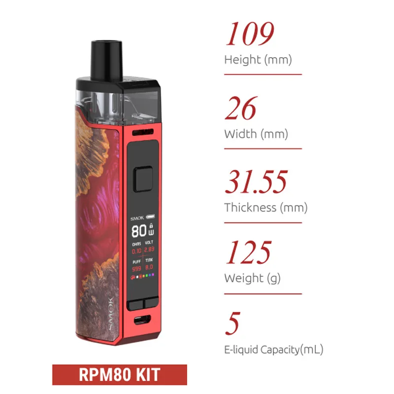 Испаритель SMOK RPM80 Pod Mod вейп набор с аккумулятором 3000 мА/ч картридж 5 мл об/мин RGC