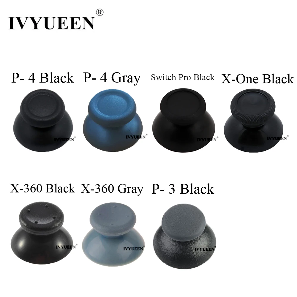 

IVYUEEN 100 PCS Black Gray Analog Stick Cap For PlayStation 4 PS4 Pro Slim Controller Thumb Grip Cover for XBOX 360 ONE Joystick