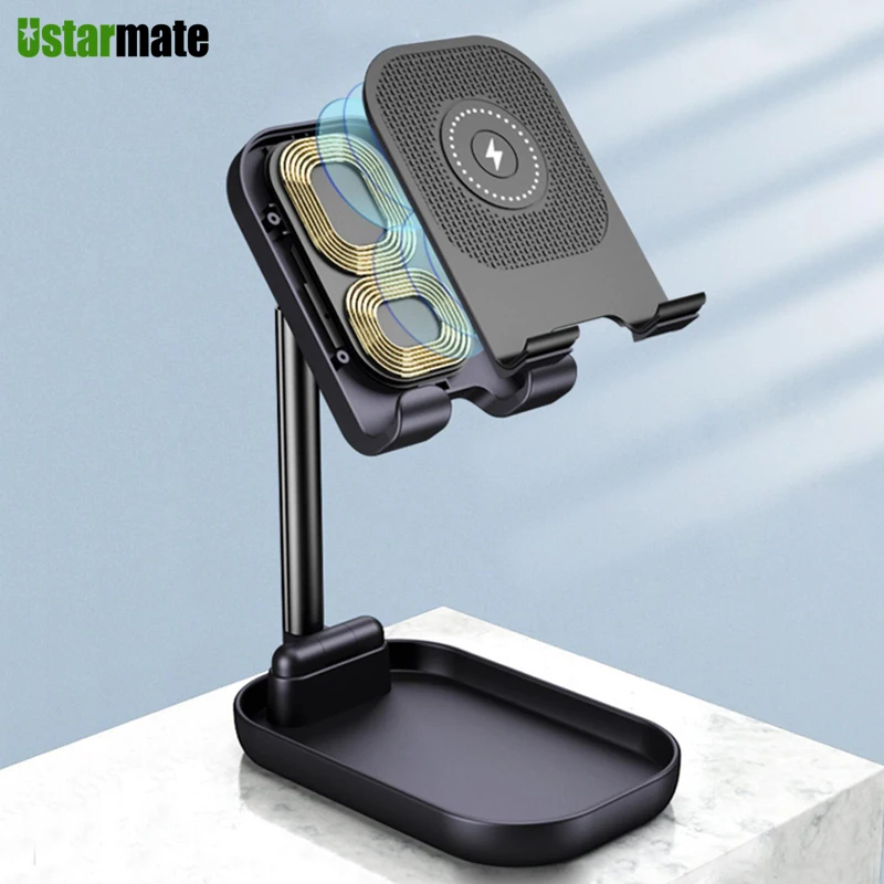 Купить Qi Wireless Quick Charge Fold Stand Holder for Samsung S20 S10 Note 9 iPhone 11 Xs X Xr 8 Plus 10W Fast Charging Dock  Мобильные | Wireless Chargers (4001003654909)