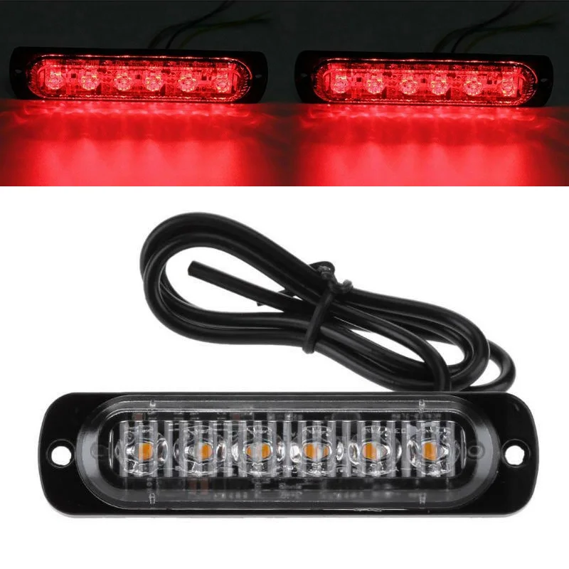 

DC 12-24V 18W Red 6LED Car urgent Light Truck lights exterior Safety Warning Urgent Always Bright Light Lamp Dustproof Splash-pr