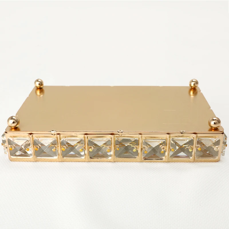 Золотая квадратная подставка для торта с кристаллами зеркальный кекс десертный