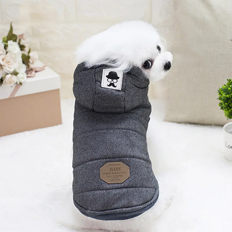 Dark grey Куртки для щенков, Одежда для питомцев, пальто для зимних маленьких собак, осенняя теплая одежда с капюшоном, подарки для собак, верхняя одежда с капюшоном, хлопковые костюмы, свитер - Цвет: Dark grey