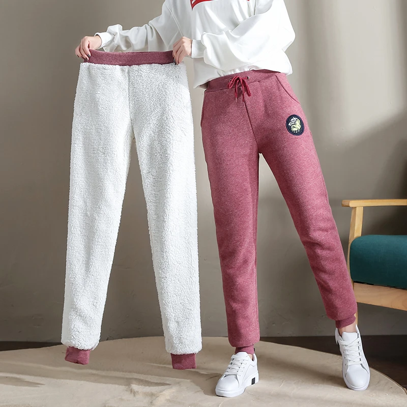 Autumn Winter Harem Warm Pants Women's Thick Velvet Cashmere Sports Pants Candy Color Women Loose Winter Causal Women Trousers Autumn Winter Harem Warm Pants Women's Thick Velvet Cashmere Sports Pants Candy Color Women Loose Winter Causal Women Trousers