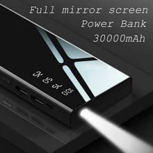 30000 зеркало power Bank для iPhone samsung Xiaomi Внешняя батарея 2 USB power Bank портативное зарядное устройство для мобильного телефона power Bank