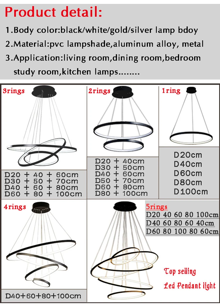 kitchen chandelier Modern 5 Ring Led Ceiling Chandelier for Living Room Dining Table Staircase Pendant Home Decor Interior Lighting Lusters Fixture dining room light fixtures