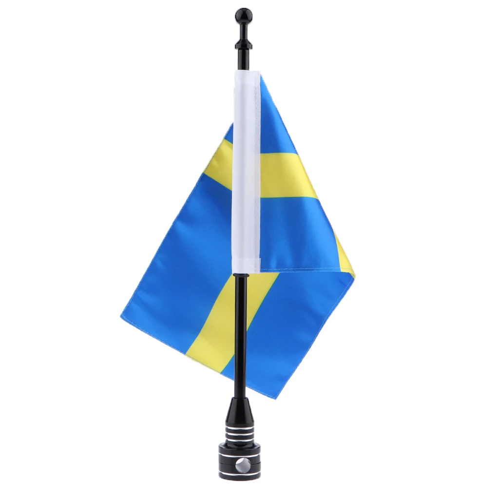 Motorcycle Sweden Flag Pole Mount Custom Rack Luggage Flag For Harley