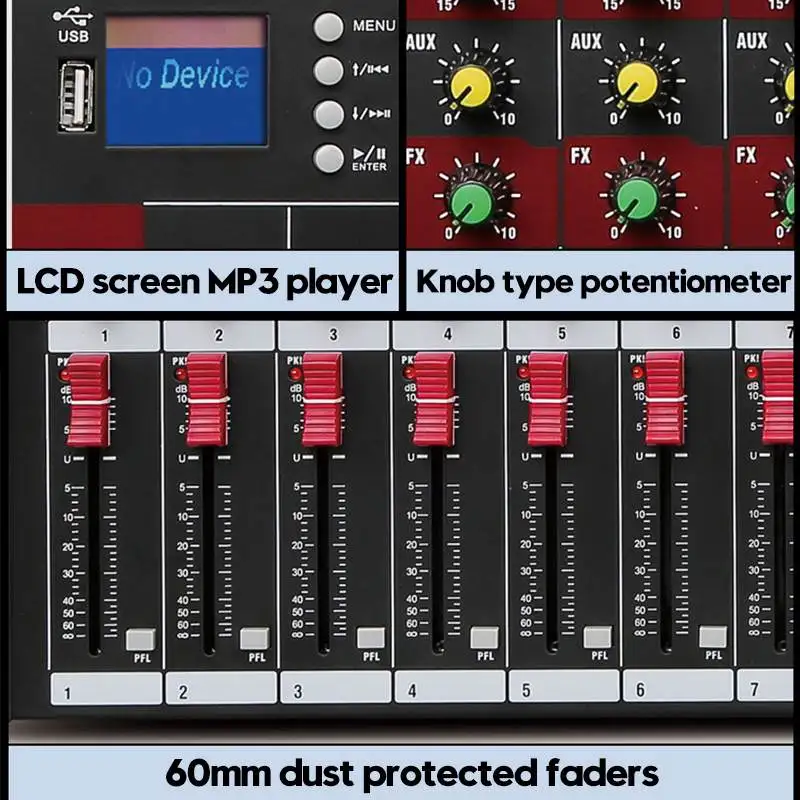 110V Professional Studio Audio Sound Mixing Console bluetooth USB Record Computer Playback Phantom Power Effect Audio Mixer