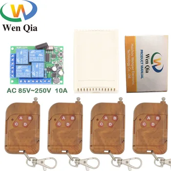 

433MHz Universal Remote Control AC 220V 10Amp 4CH rf Relay Receiver and Transmitter for Universal Garage door\ gate Controller