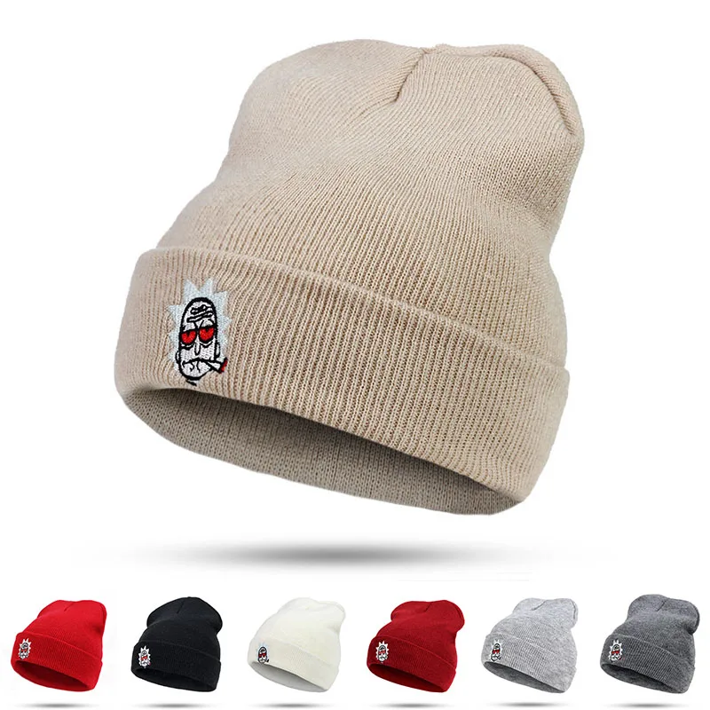 Новинка, модные зимние вязаные шапки Rick& marty, шапка Rick Beanie, вязаная шапка Skullies с рисунком аниме, хлопковая шапка Rick Get Schwifty