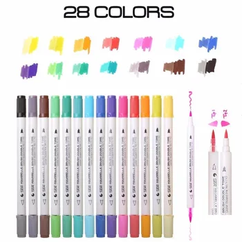 

14pcs Dual Tip Watercolor Brush Markers Art Marker Set Water Soluble Double Color Marker Calligraphy Pen For Design Manga Comic