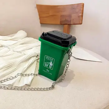 

PVC Women Mini Shoulder Crossbody Bag Fashion Trash Can Ladies Chain Purse Messenger Bag