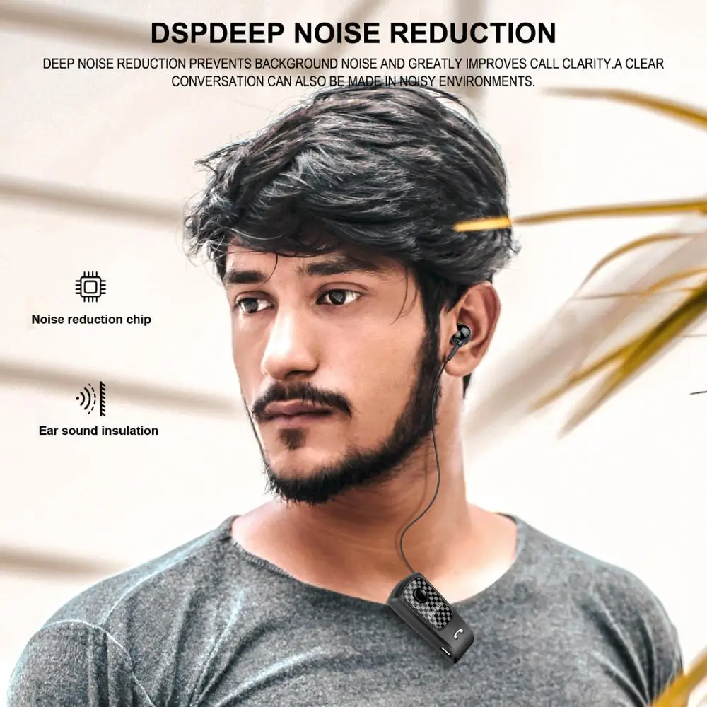 Fineblue F PLUS мини беспроводной клип на Bluetooth V4.0 гарнитура головной телефон Hands-free с микрофоном Вибрация оповещения карбоновый дизайн