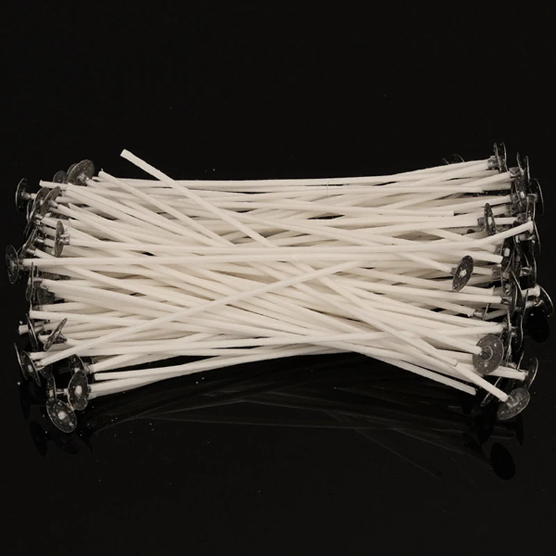 

Paraffin Candle cores Palm wax Beeswax Long lasting Stable Flammable Cotton Pre-wax wick 100pcs Useful