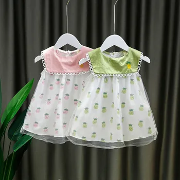 

0-24M Baby Girls Dress 2020 Summer Sleeveless Pineapple Print Casual Clothing Toddler Kids Princess Dress Newborn Infant Clothes