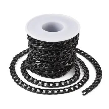 

pandahall Aluminum Twisted Chains Black Curb Chains for Necklaces Bracelets Jewelry Making Unwelded 12x7x2mm 5m/roll